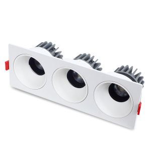 LED射灯 防眩光 嵌入式 白架+白杯-三头12W*3白光