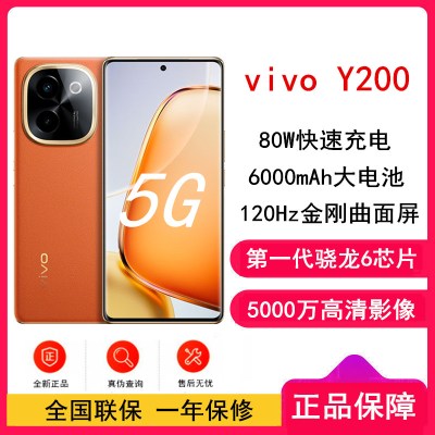 vivo Y200 赤橙 12GB+256GB 骁龙6 5G芯 6000mAh电池 44W充电 5000万高清影像 44W闪充 5G 手机 Y100