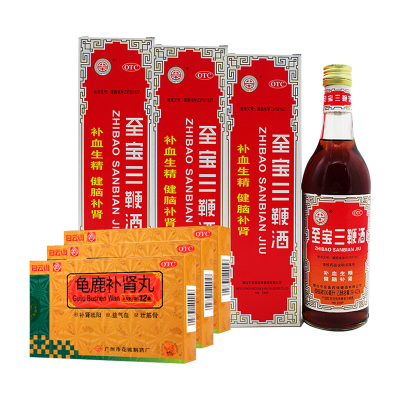 中亚至宝三鞭酒500ml*3瓶+3盒龟鹿补肾丸12袋补血生精健脑补肾壮肾阳酒补肾配方药酒补酒液体剂健脾益肾-