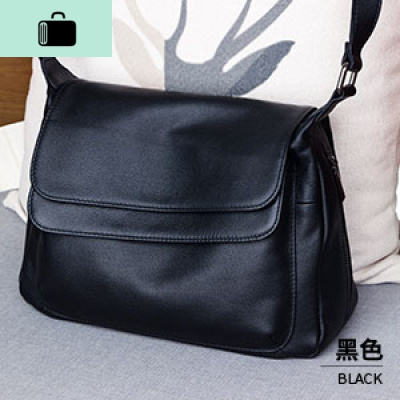 包包女2020新款皮单肩包女小包大容量软皮简约百搭女多层斜挎包NEW LAKE 黑色女士单肩包