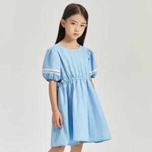 [2件2折价:63]米喜迪mecity童装夏季新款女童泡泡袖收腰中长款公主风连衣裙