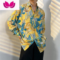 七斓花衬衫男女美式vintage复古着港风潮牌ins长袖衬衣情侣装款