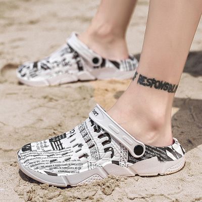 时尚潮男拖鞋男士外穿迷彩凉拖沙滩鞋情侣洞洞鞋新款半拖大码凉鞋威珺