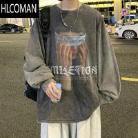 HLCOMAN美式卫衣男宽松水洗做旧长袖t恤高街ins潮西海岸oversize外套