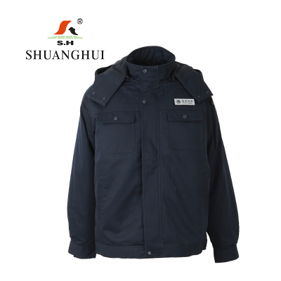 双惠男女款冬季标志工作服上衣SHW-22,面料100%棉填充羽绒,黑色,155-195