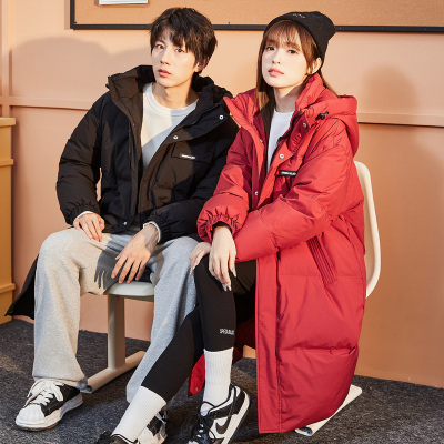 [3件8.5折475.9元,叠加优惠券]唐狮冬季新款情侣羽绒服长款男女装连帽立领面包服加厚外套潮
