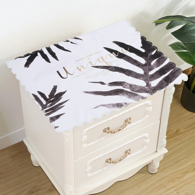 家柏饰(CORATED)床头柜盖布防水防油免洗北欧家用防尘罩套卧室床头盖巾冰箱防尘布 蕨类 40*50cm