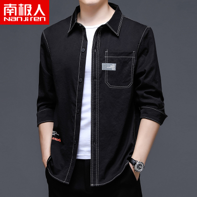 南极人宽松工装衬衫男长袖秋季男装外穿潮休闲衬衣男外套翻领韩版