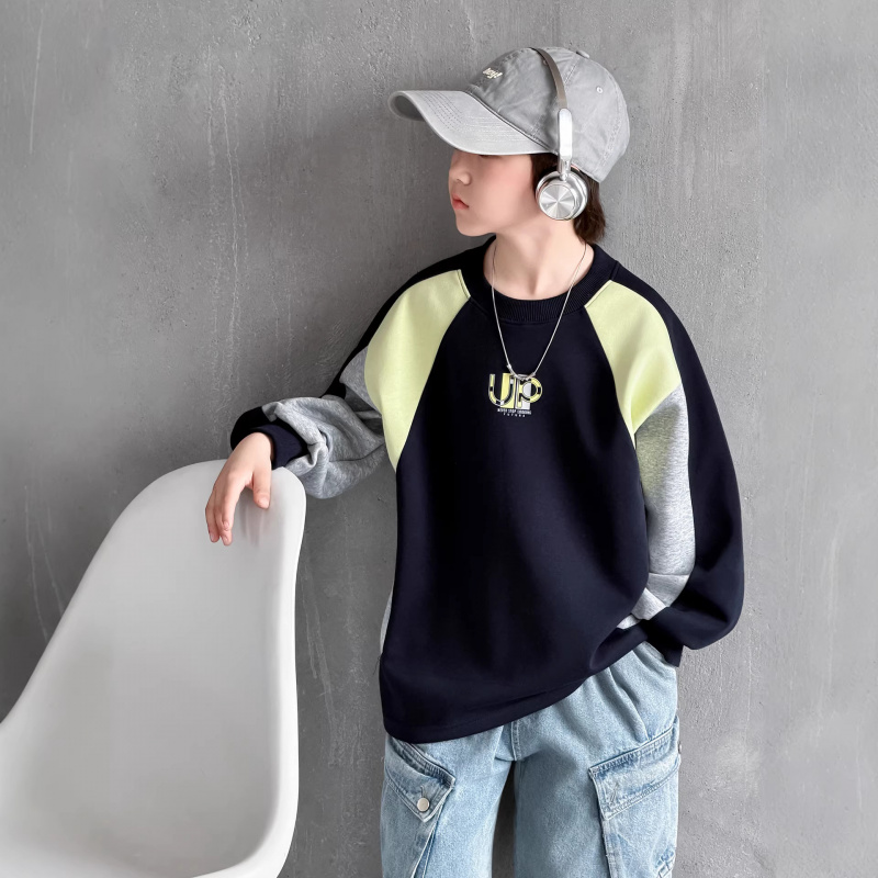 男童卫衣春秋款2026新款男孩春季儿童拼接痞帅炸街上衣中大童春装