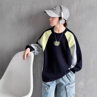 男童卫衣春秋款2026新款男孩春季儿童拼接痞帅炸街上衣中大童春装