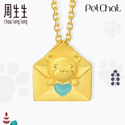 周生生(CHOWSANGSANG)黄金(足金)PetChat情书小熊吊坠91994P定价默认尺寸