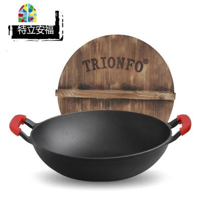 炒锅免开锅不易粘锅家用炒菜涂层少油烟燃气灶适用双耳老式锅 FENGHOU 新款免开锅33柄铸盖