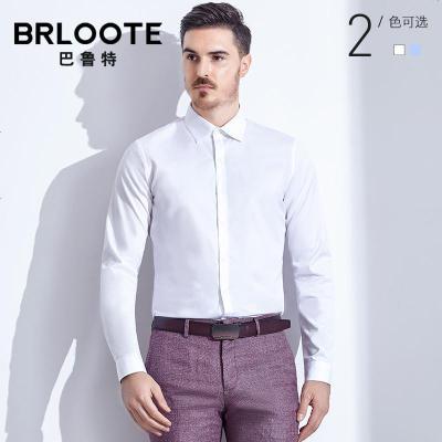 Brloote/巴鲁特男士纯棉长袖衬衫修身商务休闲衬衣正品春装