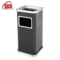 DXBG不锈钢垃圾桶烟蒂柱灭烟桶带烟灰缸室外电梯口立式黑色靠墙氏侧开口