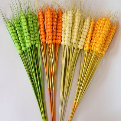 敬平仿真大麦穗干枝花黄色稻谷穗花瓶插花小麦穗家装落地橱窗装饰用花橘色120cm三头麦穗2个