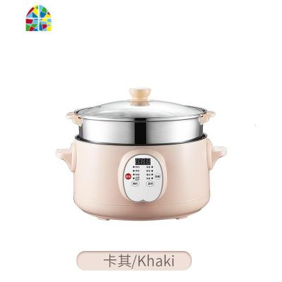 智能预约家用电蒸锅多功能大容量多层蒸笼蒸格自动断电火锅一体锅 FENGHOU 卡其色26cm(智能版)单层蒸格
