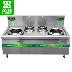 圣托(Shentop)304#不锈钢双头双尾小炒炉 厨房猛火电炒灶 酒店饭店凹面电磁灶 DCE22