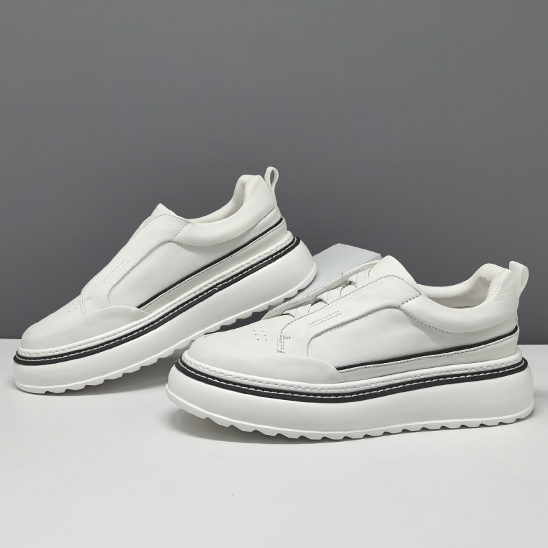 男生头层牛皮厚底运动板鞋男款潮鞋真皮透气欧洲站男鞋男士休闲鞋