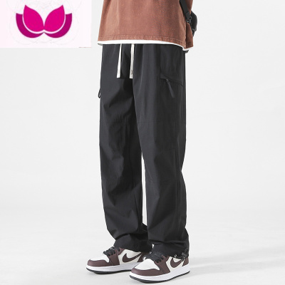 七斓美式高街工装裤男夏季薄款速干冲锋裤子机能登山抽绳直筒休闲长裤