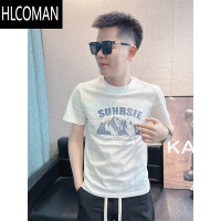HLCOMAN2025新款男士短袖潮流复古休闲潮牌T恤时尚百搭帅气半袖体恤