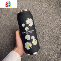 黑色小雏菊吸管杯权志龙同款易拉罐保温杯GD男女便携式车载水杯子 FENGHOU 黑色联名雏菊