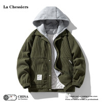 官方灯芯绒假两件棉服男生冬季宽松连帽夹棉外套情侣棉衣潮牌夹克