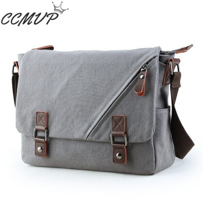 CCMVP品牌自营质量保证-CCMVP男士单肩包帆布斜跨背包大高中学生书包户外旅行包商务出差旅游差包