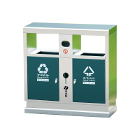翌嘉 YJ4070406不锈钢分类垃圾箱公共场合环卫果皮箱户外垃圾桶 201不锈钢永康桶绿色