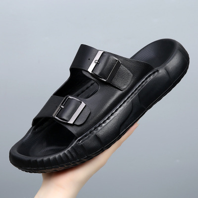 高级感头层牛皮拖鞋男士防滑EVA大底勃肻凉拖男款外穿真皮凉鞋潮