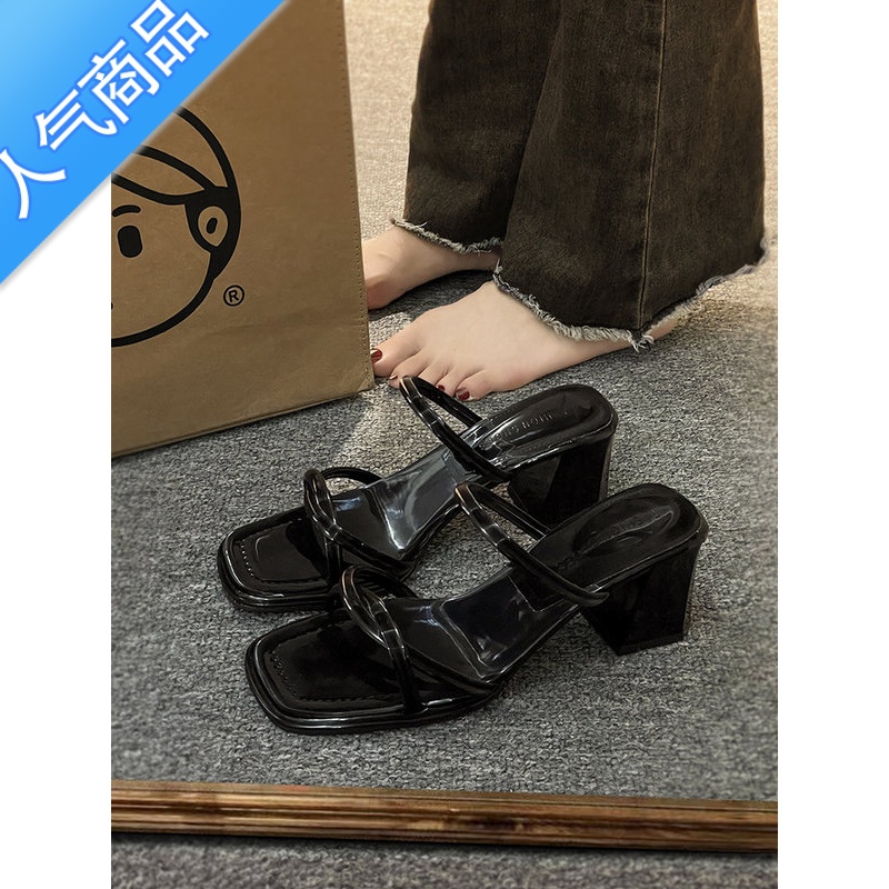 SUNTEK法式晚风拖鞋女夏季外穿配裙子小众高级感凉拖2023新款高跟鞋粗跟