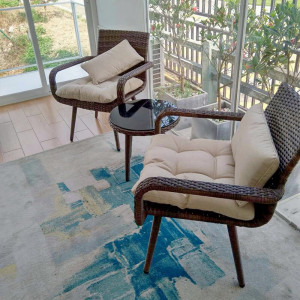 紫叶阳台休闲桌椅藤椅茶几三件套组合沙发椅单人现代简约一桌两椅 一桌二椅+坐垫靠枕