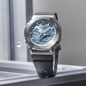casio旗舰店卡西欧手表男款G-SHOCK防水户外太阳能运动电子男士金属八角休闲蓝牙日韩石英表男GBM-2100A