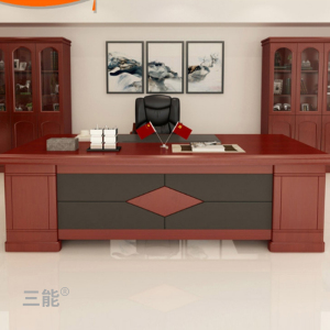 三能 办公家具大班台老板桌木质办公桌椅组合现代中式实木皮总裁桌经理桌