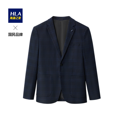 HLA海澜之家时尚格纹休闲西服2021春季绅士有型单西男HWXAD1D042A