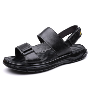 凉鞋男2025夏季牛皮透气软底一脚蹬两用爸爸鞋休闲沙滩鞋