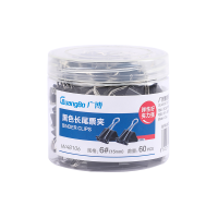 广博(GuangBo) W48106 15mm桶装60只/盒 长尾夹 黑