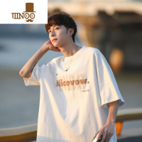 YANXU日系发泡字母短袖t恤男夏季上衣230G印花冰丝圆领长袖Y