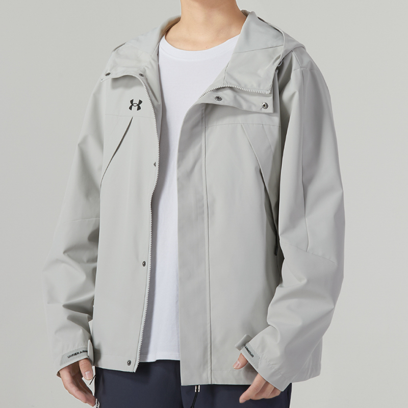 安德玛(Under Armour)UA运动外套男装新款户外连帽梭织训练健身衣夹克23600401-009 ZP