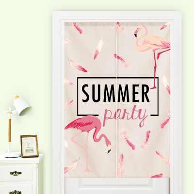 北欧风ins窗帘半截帘子火烈鸟卧室帘布艺厨房隔断帘防油烟家用