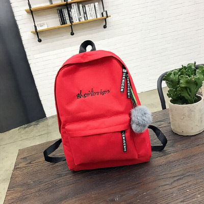 新款书包女韩版小清新初中学生书包女简约百搭高中学生双肩背包学院风-定制红色红色