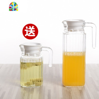 天天玻璃冷水壶玻璃壶凉水壶竖条壶大容量带盖创意家用凉水壶 FENGHOU 1.3L鸭嘴壶(买大送小)非耐热