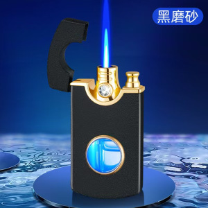 新款防风充气打火机个性直冲炫酷镶钻真表盘手表蓝焰点烟器送男友