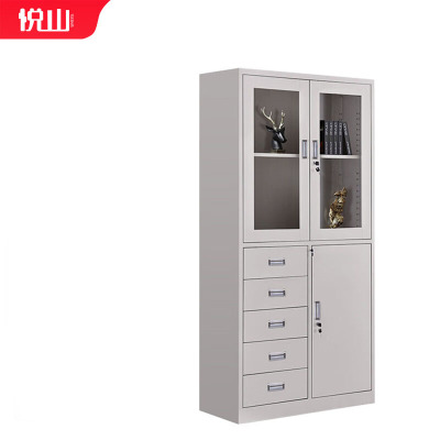 悦山文件柜钢柜铁皮柜资料柜储物柜特厚柜子偏三斗文件柜YSOA1FO12-08HB