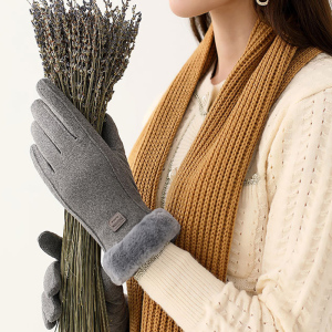 女手套秋冬季加绒加厚保暖触屏韩版户外骑行骑车开车防寒全指手套