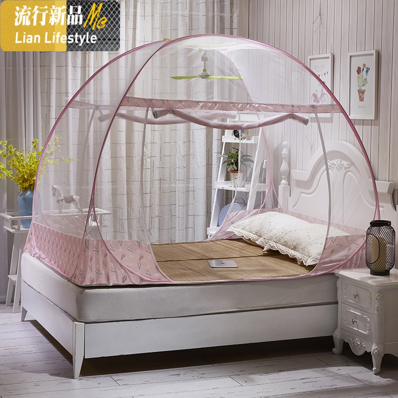 可挂风扇蚊帐1.2米三开双开蒙古包折叠免安装1.5m1.8全底2.0m 三维工匠