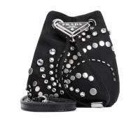 普拉达(PRADA)迷你抽绳单肩包小巧便携聚酰胺材质女士斜挎包潮流