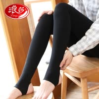 浪莎打底裤女连裤袜中厚春秋冬薄绒踩脚黑色加绒加厚丝袜2024新款