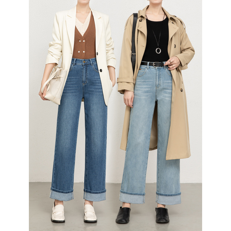 20266年春季新款牛仔蛋卷裤女宽松直筒九分小个子阔腿裤