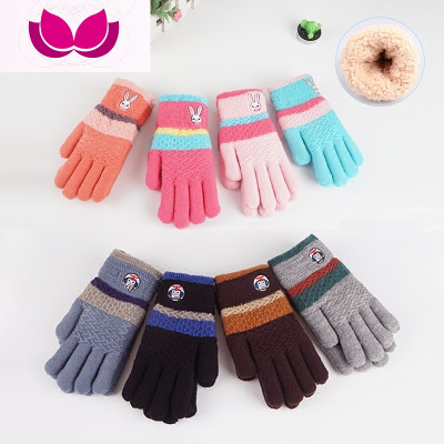 儿童手套冬天冬季加绒加厚小学生保暖针织毛线手套男女童五指手套