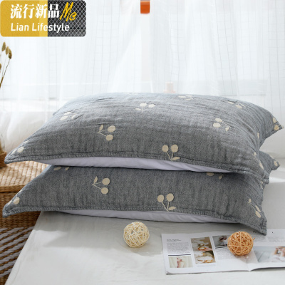 樱桃枕巾一片式情侣大尺寸棉纱布枕巾三维工匠